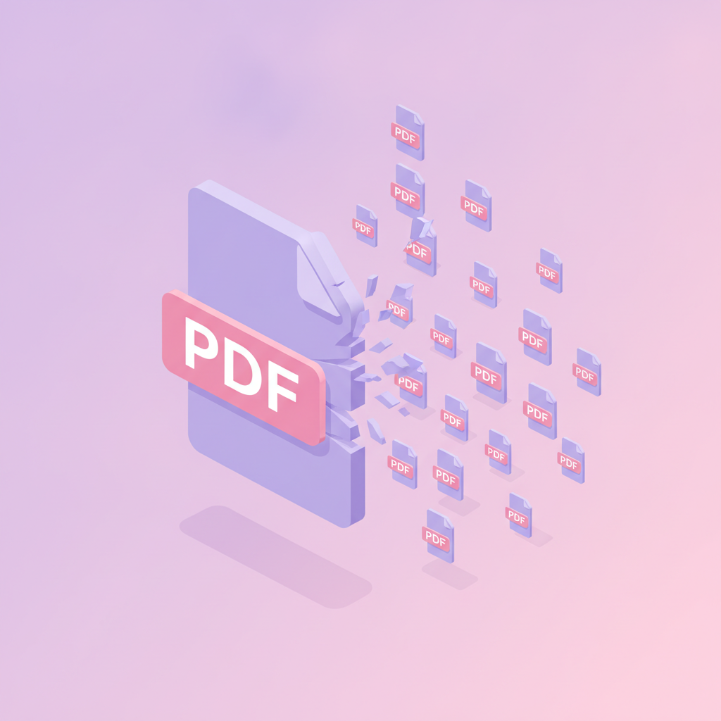 PDF split करना — एक बड़ी फ़ाइल कई हिस्सों में बँटती हुई