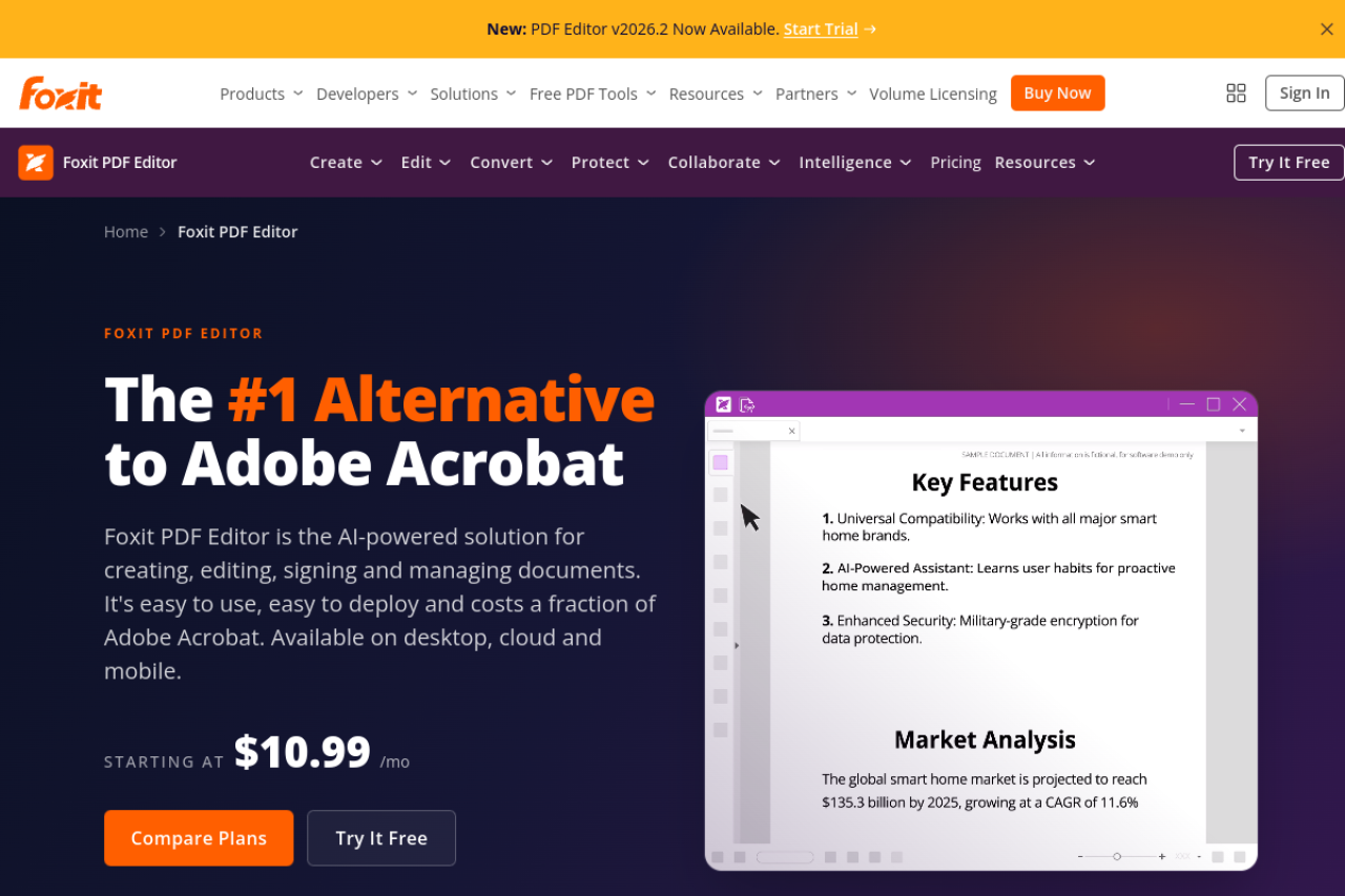 Foxit PDF Editor product page