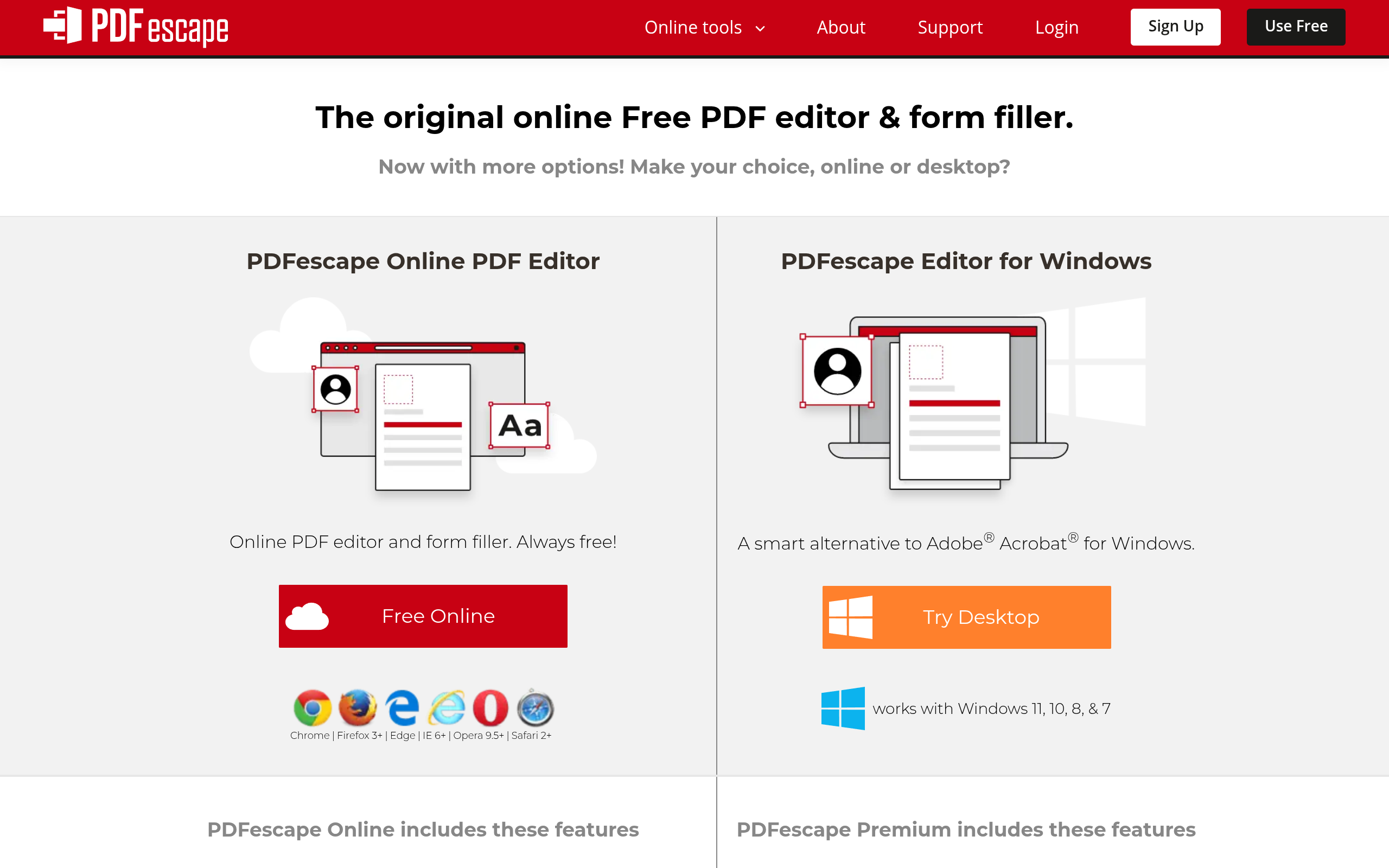 Homepage van PDFescape