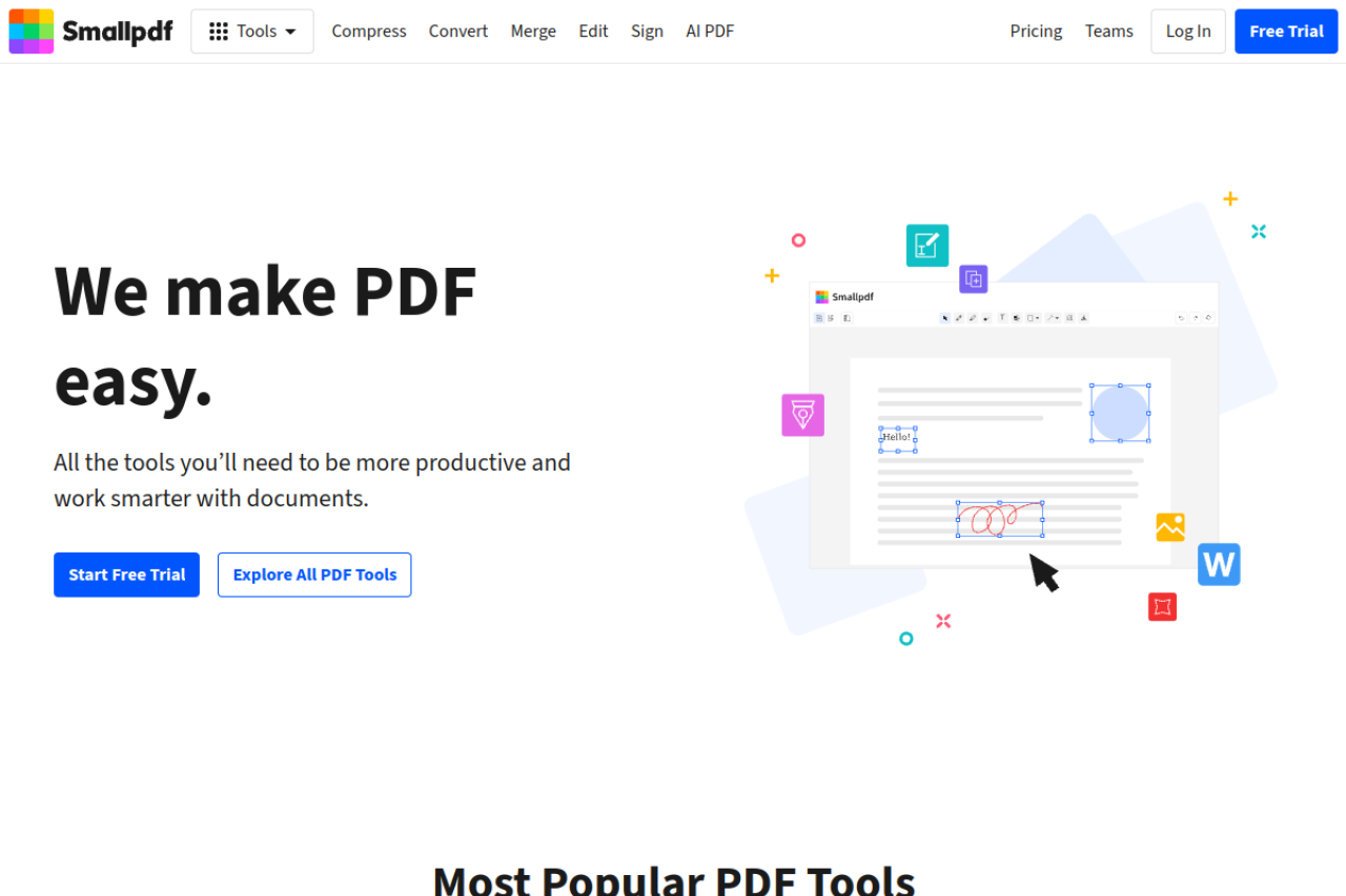 Smallpdf homepage