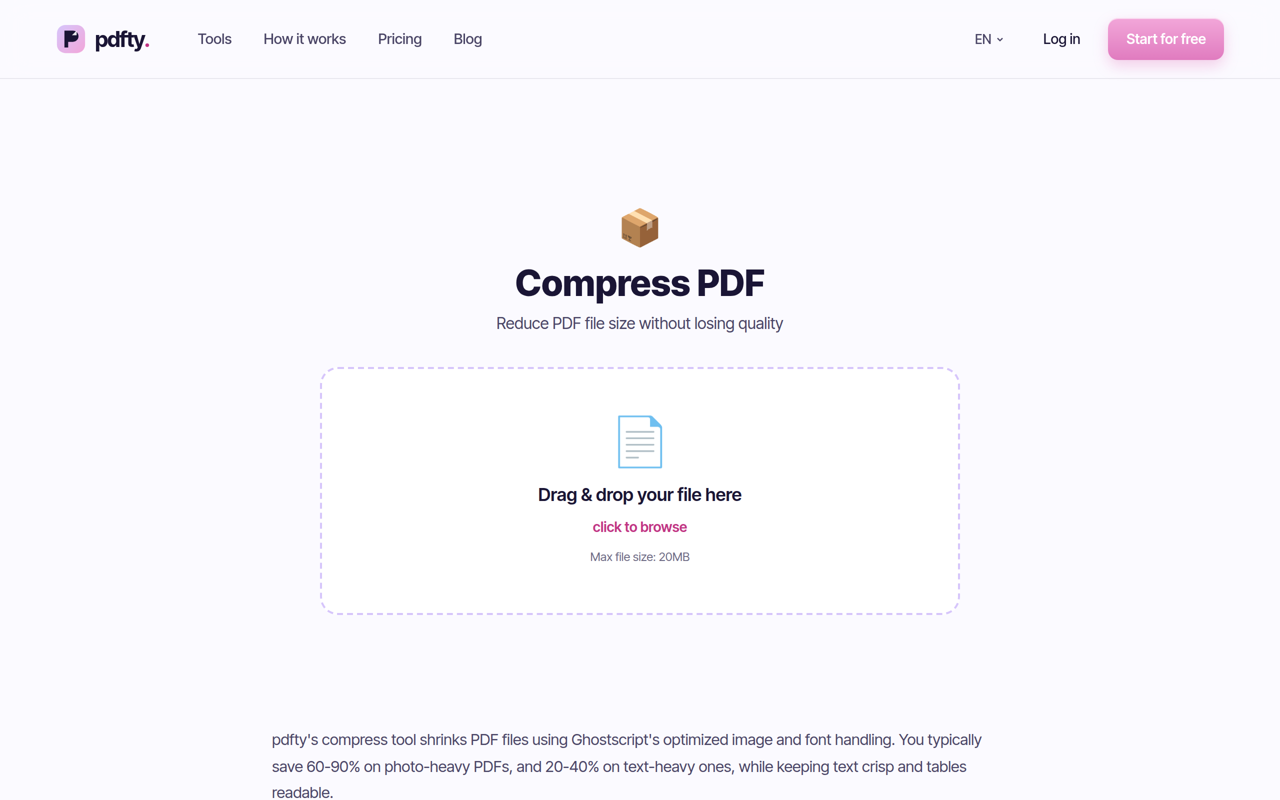pdfty Compress PDF tool