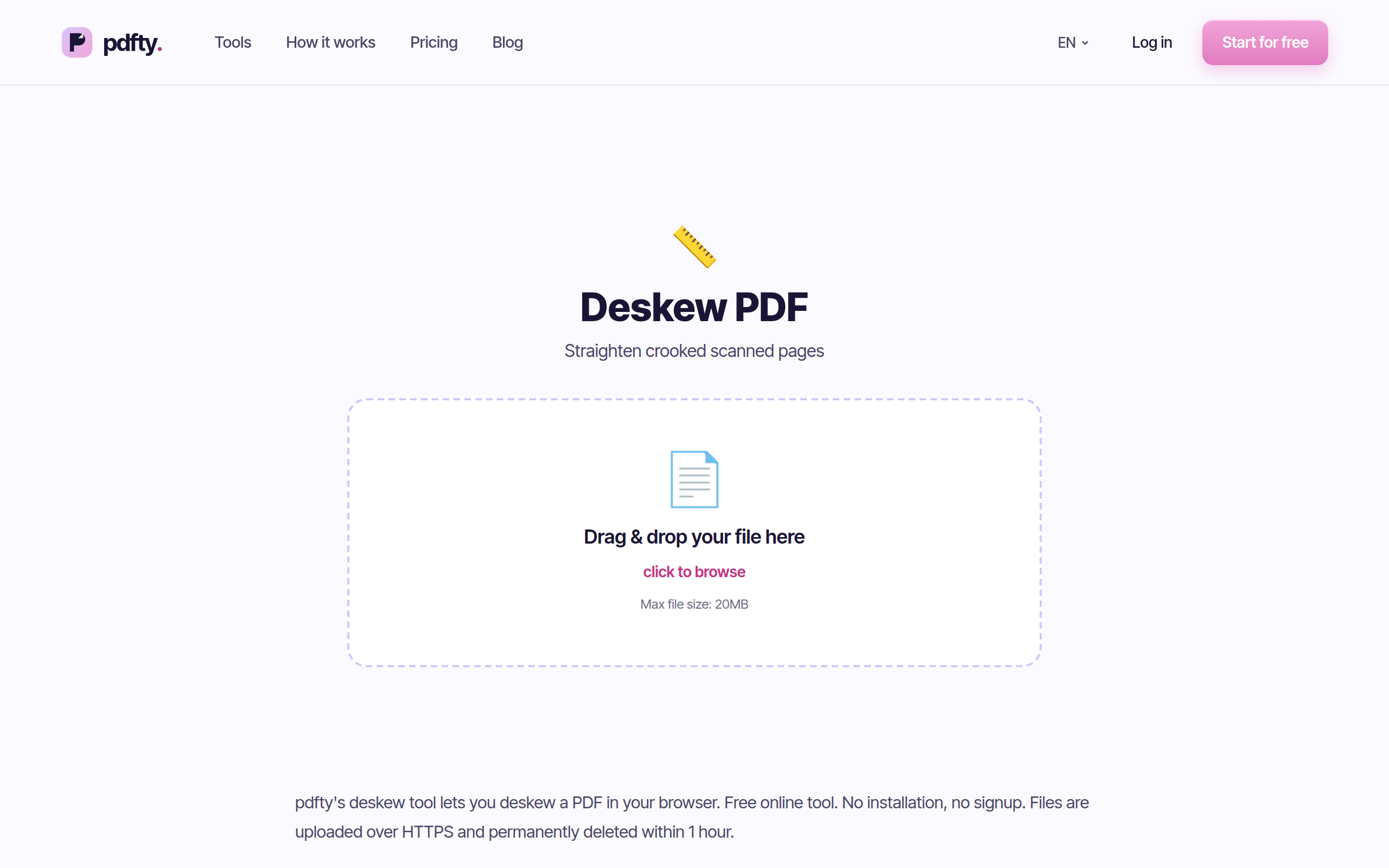 The pdfty Deskew tool