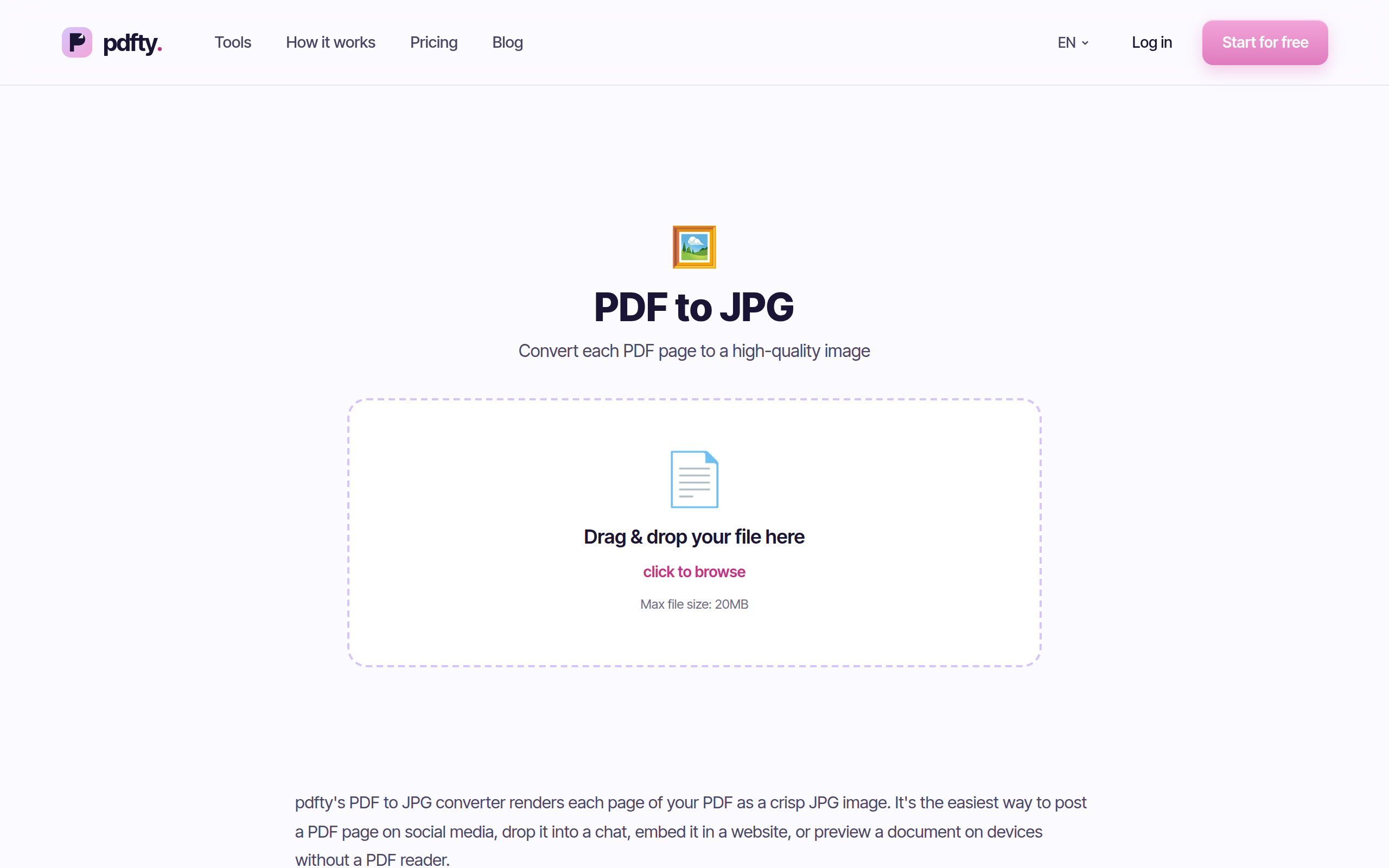 The pdfty PDF to JPG tool