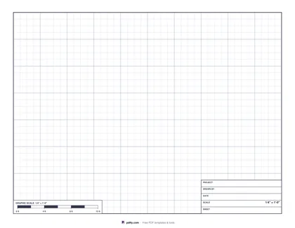 Printable architect drawing grid with a graphic scale bar and a corner title block