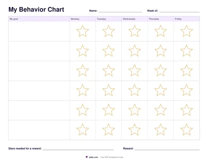 Printable behavior chart with stars to color