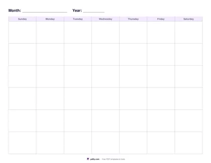 Printable blank monthly calendar to fill in