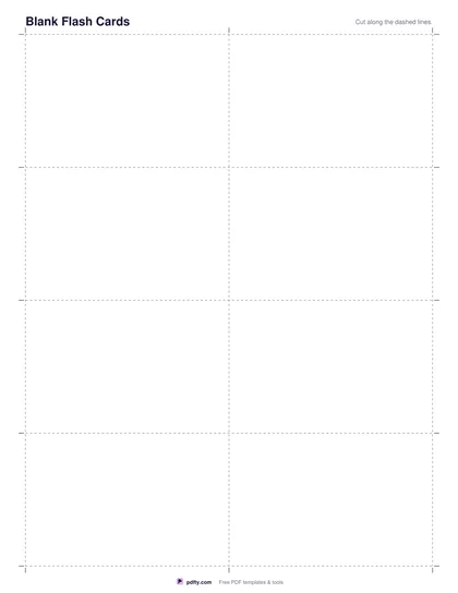 Printable sheet of blank flash cards with dashed cut lines