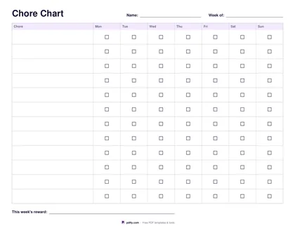 Printable weekly chore chart with checkboxes