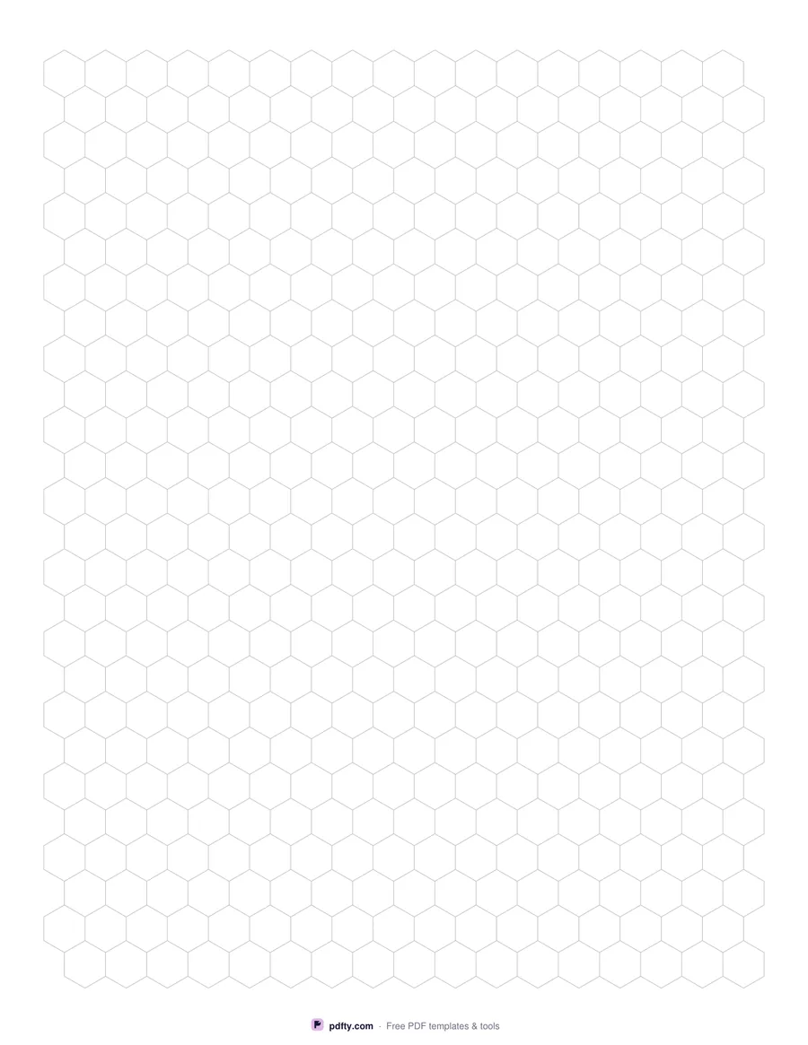 Printable hex graph paper with medium pointy-top hexagons