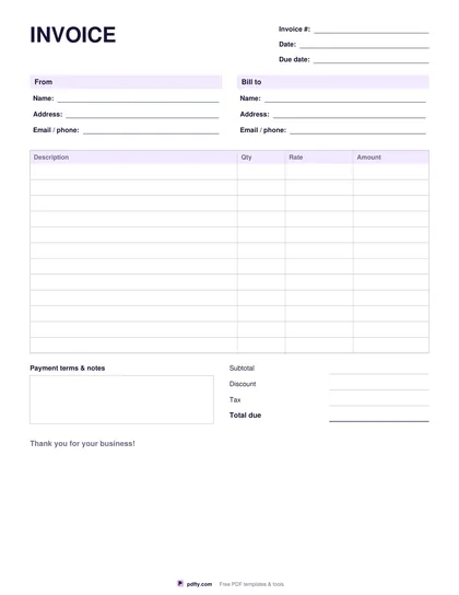 Free fillable invoice template