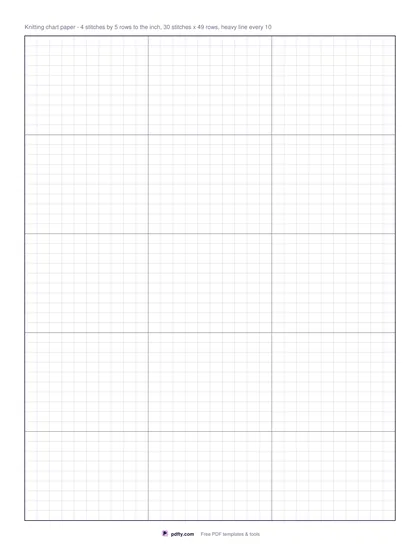 Printable knitting chart paper with cells in 4:5 stitch to row proportion