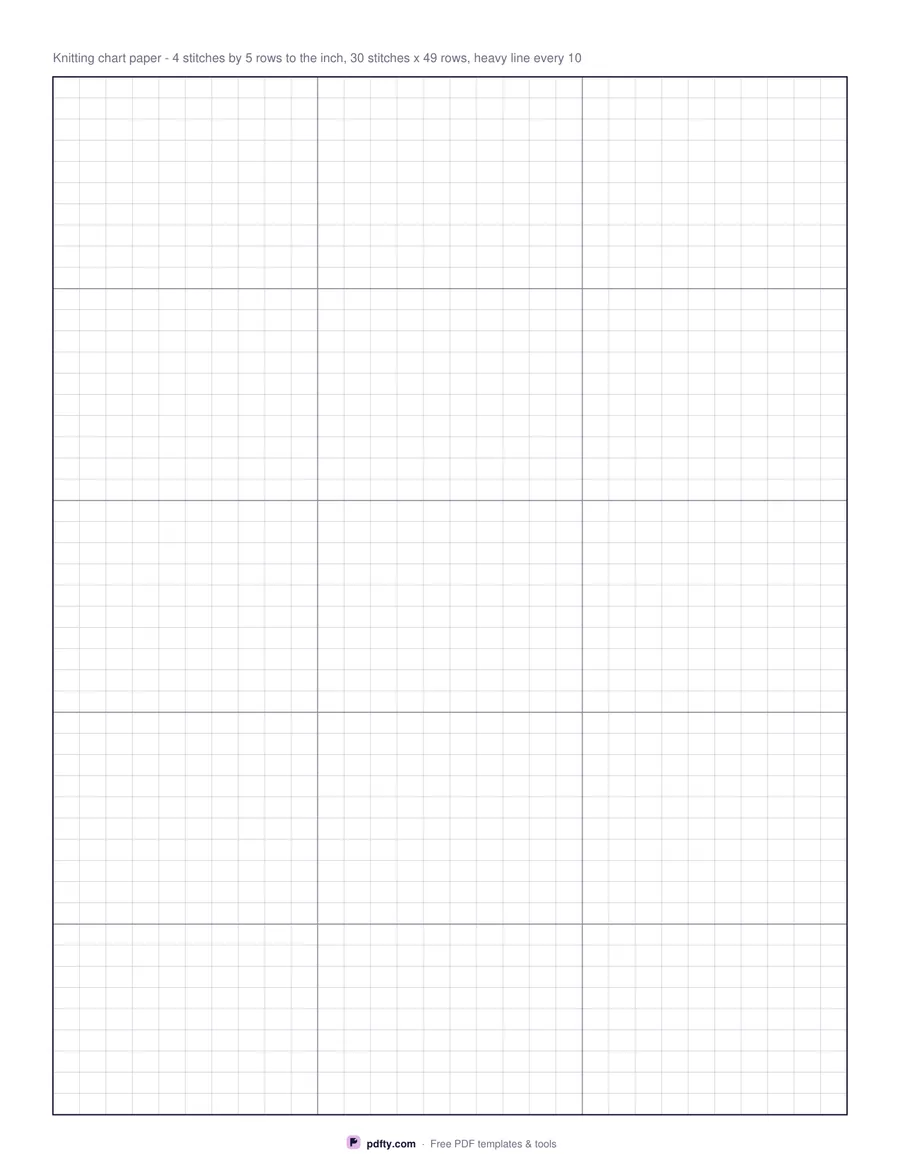Printable knitting chart paper with cells in 4:5 stitch to row proportion