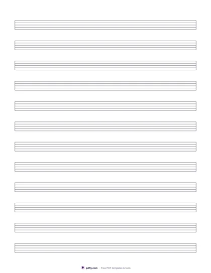 Printable music staff paper with 12 staves