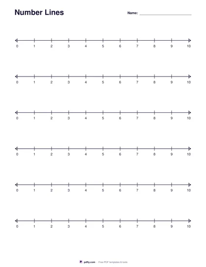 Printable number lines from 0 to 10