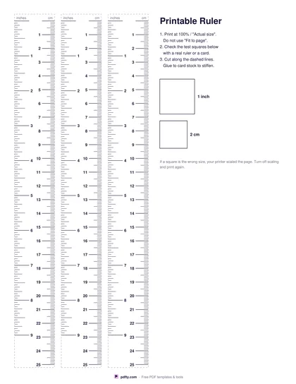 Printable ruler in inches and centimeters