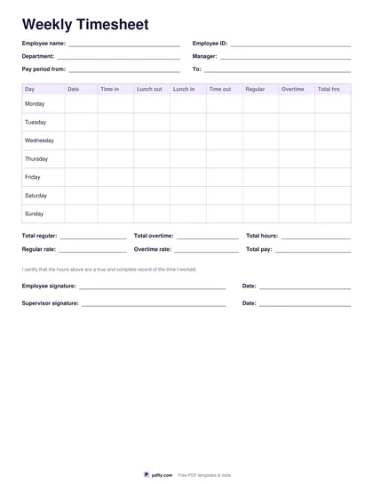 Printable weekly timesheet template