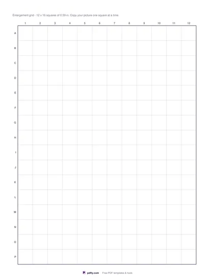 Printable tracing and enlargement grid with numbered columns and lettered rows