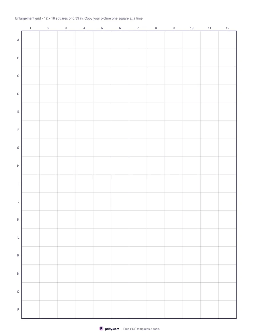 Printable tracing and enlargement grid with numbered columns and lettered rows